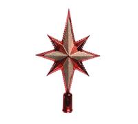Pointe d'arbre de Noël étoile 25cm plastique, rouge de Noël / or clair