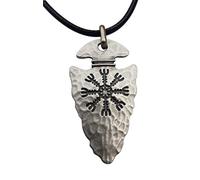 Pointe de flèche Pendentif collier VIKINGS plaqué argent. Rune viking protection. Aegishjalmur, talisman celtique nordique Vegvisir. Idée cadeau original Amateurs de Fantasy, Cosplay. Bijou artisanal