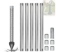 Pointe De Puits 1-1/4 Inox Pour Arrosage Jardin, Kit Forage Manuel Peu Profond 10-16FT, Solution DIY Économie D'Eau Avec Tubes Galvanisés Et Crépine 60 Gauze(5pcs)