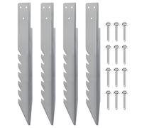 Pointe de Réparation pour Poteaux de Clôture,4 Pièces Piquets de Sol pour Clôture avec Vis - 4 Piquets d'ancrage Métalliques avec Vis Accessoires Robustes pour Terrasse - Stabilisation et Soutien des