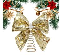 Pointe de sapin de Noël avec nœud à paillettes, décoration de fête avec
