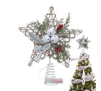 Pointe de sapin de Noël - Décoration de Noël scintillante - Pointe de sapin lumineuse avec cloche - Pour les vacances, la maison, les fêtes, la table, la fenêtre, la présentation