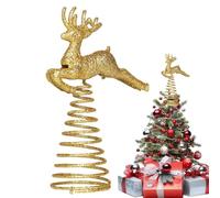 Pointe de sapin de Noël en forme de renne mignonne avec décoration | Pointe de sapin de Noël pour salon, chambre à coucher, cheminée, fenêtre, entrée, balcon, bureau et salle de classe