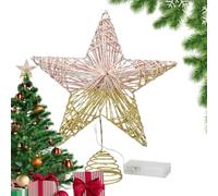 Pointe de sapin de Noël en forme d'étoile - 24,9 cm - Pentagramme - Avec lumière - Décoration de table - Pour l'extérieur, l'hiver, les vacances, le studio, la chambre d'enfant, la maison, la porte