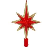Pointe de sapin de Noël étoile 19cm Pointe de sapin de Noël décoration d'arbre, couleur:rouge