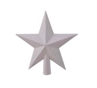 Pointe de sapin de Noël étoile avec paillettes 19cm plastique, blanc irisé