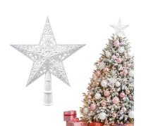Pointe de sapin de Noël - Étoile blanche - 20 cm - En plastique léger | Pointe de sapin de Noël pour décoration de sapin de Noël, arbres de salon, arbres de table, pays des merveilles d'hiver