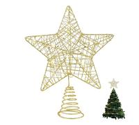 Pointe de sapin de Noël - Étoile dorée - Convient pour les décorations de sapin de Noël - Doré