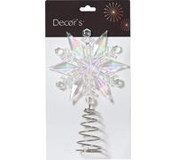 Pointe de sapin de Noël Flocon de neige 15cm plastique clair iridescent