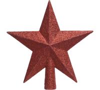 Pointe de sapin de Noël résistante à la casse Étoile rouge avec paillettes Ø 19 cm - plastique