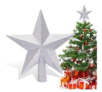 Pointe Etoile Sapin de Noel Argent - Grande Étoile 20cm Incassable pour Décoration de Sapin Noel | Scintillante, Réutilisable & Facile à Fixer | L'Accessoire Indispensable pour Vos Fêtes, Argent