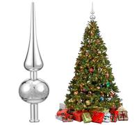 Pointe Sapin de Noël Mate, Topper Arbre Christmas Tree Top, Cimier Sapin de Noel, pour Décoration Festive, pour Votre Arbre, De Fabrication raffinée et esthétiquement agréable(Argent)