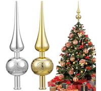 Pointe Sapin de Noel Or - 23cm Cimier de Sapin de Noël Incassable, Pointe Sapin de Noel Argent avec Fini Pailleté 3D, Noël Arbre Topper Décoration pour Une Ambiance(Livraison aléatoire Or Argent)