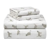 Pointehaven 180 GSM Velvet Feel Luxury Cotton Printed Flannel Sheet Set Parure de lit, Chats, Jumeau
