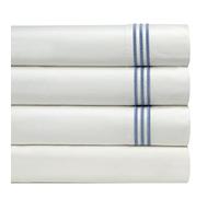 pointehaven 300 Fils en Coton égyptien brodée Taie d'oreiller, Standard, Bleu