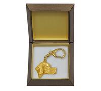 Pointer anglais - Porte-clés doré avec chien dans boîte cadeau, décoration de sa