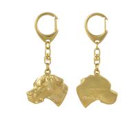 Pointer anglais I - Porte-clés doré avec chien dans boîte cadeau, décoration de