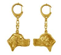 Pointer anglais - Porte-clés doré avec chien dans boîte cadeau, décoration de sa