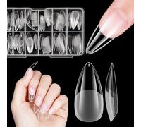 Pointes d'ongles en forme d'amande moyennes, 120 pièces Soft Gel Tips ongles 12 tailles Full Cover Press on Nails Amande, Pointes d'ongles en forme d'amande pour ongles en gel courts Courts Pre-buff
