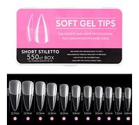 Pointes d'ongles en gel souple avec couverture complète pour tremper les extensions d'ongles - Pointe en gel transparent - Faux ongles à presser - Pointes en gel - Amande courte - Cercueil