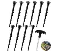 Pointes pour station de charge pour tondeuse à gazon - Vis de terre en plastique de 14 cm pour une fixation sûre au sol - Convient pour robot tondeuse Husqvarna Automower - Piquets à visser - Noir
