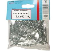 Pointes torsadées à tête plate VYNEX - 2.7x50 mm - Acier zingué