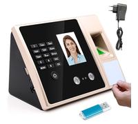 Pointeuse Horaire Biométrique, Machine de présence avec Visage, Empreintes Digitales, RFID et Codes PIN, Pointeuse biométrique pour Pointer Employées Entreprise, système Anglais, sans Connexion