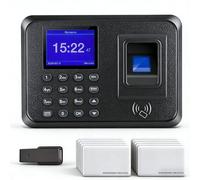 Pointeuse Horaire Biométrique pour Petites Entreprises - 3-en-1: Empreintes Digitales, Badges RFID (10), Code PIN - sans WiFi, 0 Frais Mensuels - Horloge de Pointage pour Personnel