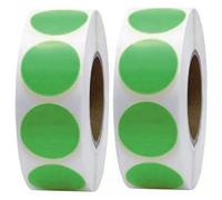 Points d'autocollants, 2 rouleaux 1000pcs autocollants à points ronds 1 pouce, à colorés auto-adhésifs, étiquette en enveloppe, artisanat, projets scolaires, vert, 1 pouce
