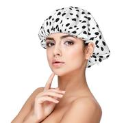 Points de Dalmatien Noir,Bonnet de nuit en satin réglable en soie pour adulte, bonnet de nuit élastique pour femme