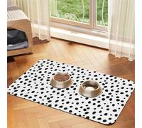 Points de Dalmatien Noir,Tapis d'alimentation pour Animaux de Compagnie, Sets de Table en Cuir PU pour Chats et Chiens,40x60cm