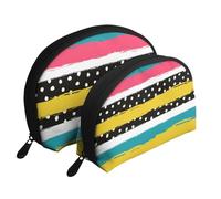 Points rayés, Trousse de Maquillage Coquille Femme Petit Porte-Monnaie Trousse de Toilette Trousse à cosmétiques 2 pièces