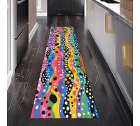 Points Rayures Géométriques Colorés Tapis de Passage 50 x 280 cm, Art Moderne Esthétique Tapis Cuisine Antidérapant Lavable, Carpet Interieur pour Salon Chambre à Coucher Descente de lit Entree