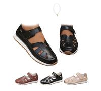 POIOZXD Sandales compensées creuses et respirantes à bout fermé pour femme, chaussures creuses et réglables, sandales romaines de gladiateur, Noir , 43 EU