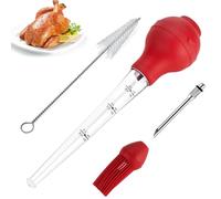 Poire à jus et Brosse,Seringue à rôtir Poire à Sauce Poulet Turquie Barbecue avec Brosse de Nettoyage pour Barbecue, Viande, Bœuf, Poulet