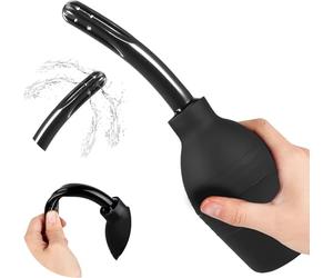 Poire de Lavement Intime en Silicone - avec Canule Amovible, Douche Anale et Vaginale Réutilisable, Accessoire d’Hygiène Intime pour Homme et Femme (Noir)