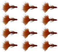 Poireau suceur d'œuf - Nombreuses couleurs avec mouches pour pêche à la truite et autres poissons d'eau douce - Une douzaine de mouches humides (marron, 4)