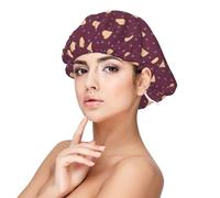 Pois et cœurs marron,Bonnet de nuit en satin pour adulte - Bonnet de nuit élastique pour femme, couvre-cheveux de nuit