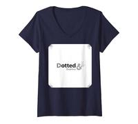 Pois et fringants : Art de ponctuation élégant pour Les Amateurs de Mots T-Shirt avec Col en V, Femme, Bleu Marine, M