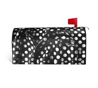 Pois ondulés noirs et blancs. C'est une housse de boîte aux lettres en tissu imperméable avec une impression sur un côté et une ouverture incurvée sur un côté.