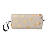 Pois pailletés Beige et doré, Trousse de Maquillage Trousse à cosmétiques Trousse de Toilette de Voyage Portable Pochette de Maquillage