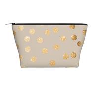 Pois pailletés Beige et doré, Trousse de Toilette Trousse de Maquillage Sac à cosmétiques Trousse de Toilette de Voyage Portable