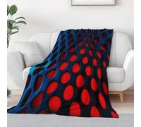 Pois Rouges Et Bleus Maille Métallique Imprimé Couverture Plaid Flanelle 220 x 240 cm, Hiver Chaude Douce Moelleuse Photographie Abstraite Couverture de Lit Couvre-lit Jeté de Canapé pour Voyager Lit