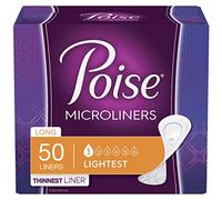 Poise Lot de 50 protège-slips en microfibre pour incontinence - Absorption légère - Longs