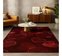Poisrien Tapis Antidérapant Doux pour Chambre et Salon, Lavable en Machine, Parfait pour Salle à Manger, Couloir, Cuisine et Terrasse Rouge Foncé Moderne 70x140cm
