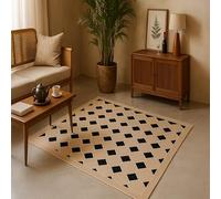 Poisrien Tapis Chambre Salon à Poils Courts Doux, Antidérapant, Lavable pour Cuisine, Salle à Manger, Terrasse et Couloir Étroit Rétro Noir 120x160cm