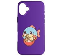 Poisson amère huileux Mangeant des Nouilles Ramen Kawaii Mignon drôle Coque pour iPhone 16 Plus