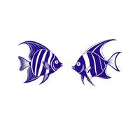 poisson-ange sur un magnifique motif de poisson tropical Stickers gravés 30x66.5cm Embellissement mural Bleu foncé