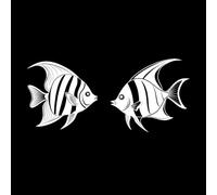 poisson-ange sur un magnifique motif de poisson tropical Stickers gravés 42x93.1cm Personnalisation Blanc