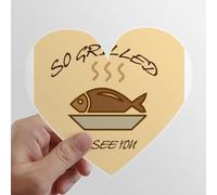 Poisson au Barbecue Les Autocollants d'ordinateur ou de Bagage avec la Forme de cÅ“ur